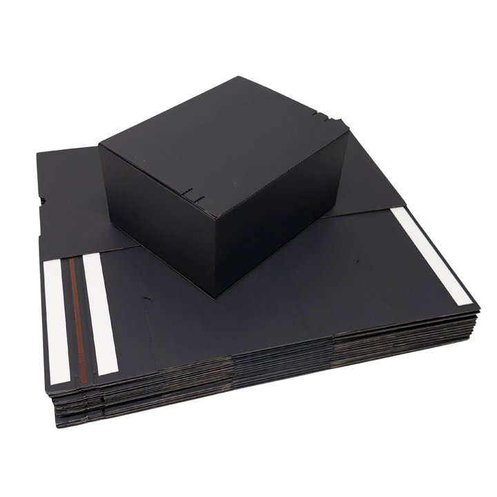Full Black Self Sealing Box 240 × 190 × 120 mm – Sturdy and Durable Cardboard Postal Boxes