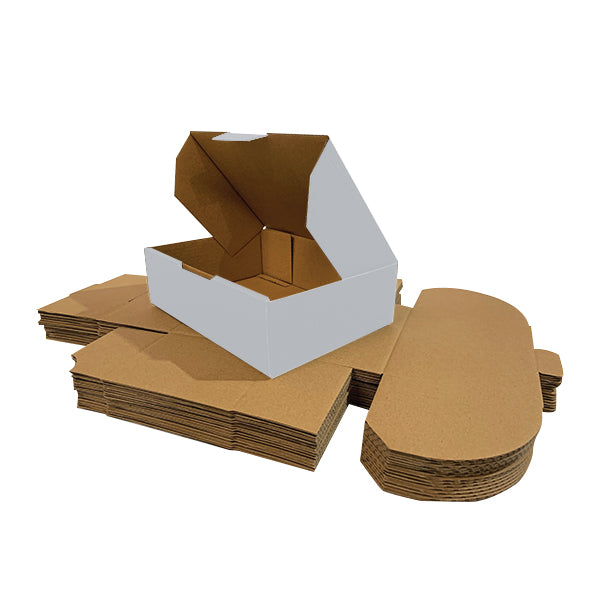 180 x 100 x 45mm White Corrugated Die Cut Mailing Box | Self-Locking, Flat-Pack, Eco-Friendly