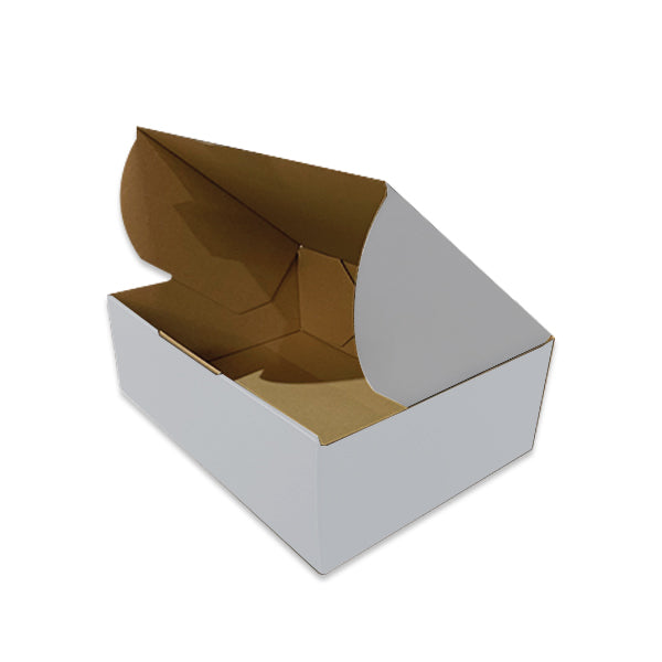 440 x 280 x 95mm White Die Cut Corrugated Mailing Boxes | Self-Locking, Flat-Pack, Eco-Friendly