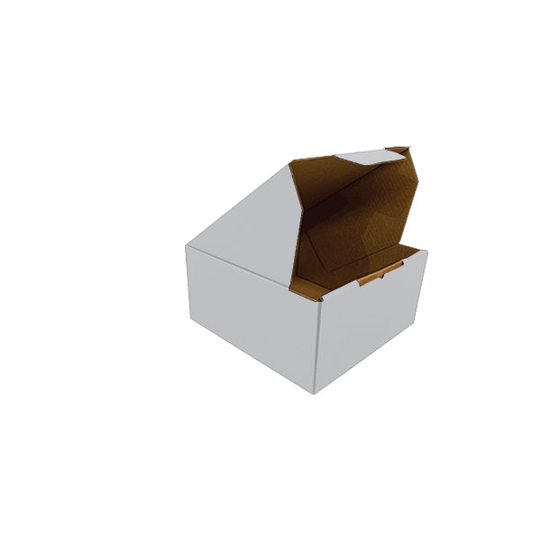 140 x 140 x 115mm White Die Cut Mailing Cardboard Boxes – Self-Locking Design