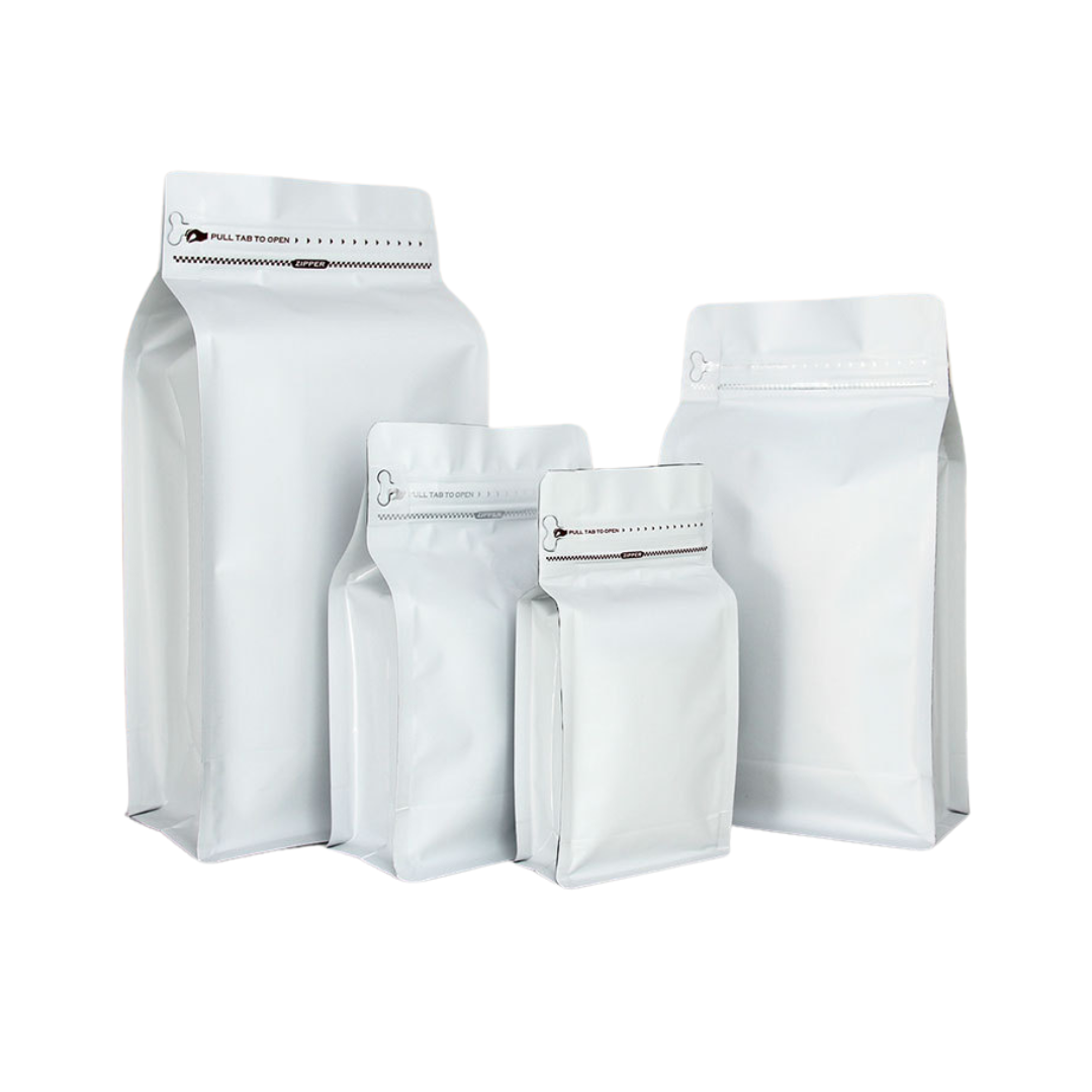 90 x 180 + 50mm White Coffee Ziplock Bag – Airtight, Stylish, and Durable Coffee Storage