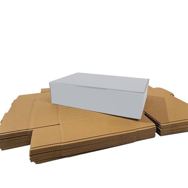 270 x 200 x 60mm White Corrugated Die Cut Mailing Box | Self-Locking, Flat-Pack, Eco-Friendly