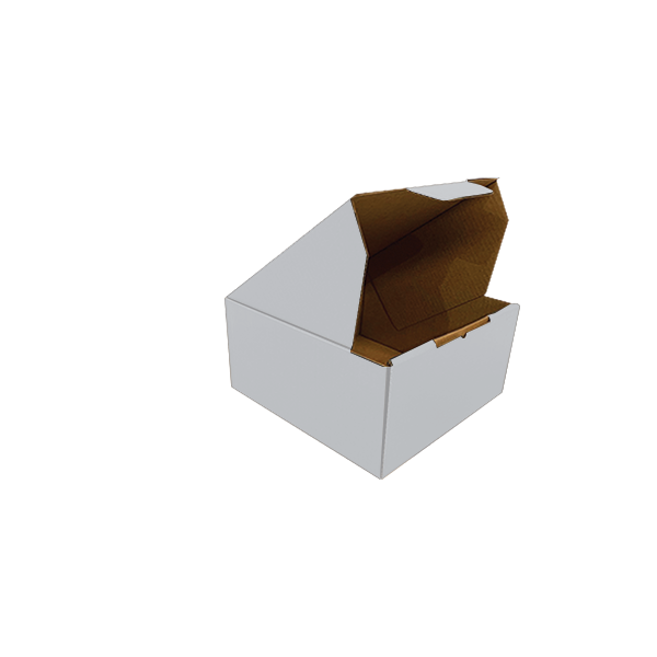 180 x 180 x 110mm White Corrugated Die Cut Mailing Box | Self-Locking, Flat-Pack, Eco-Friendly
