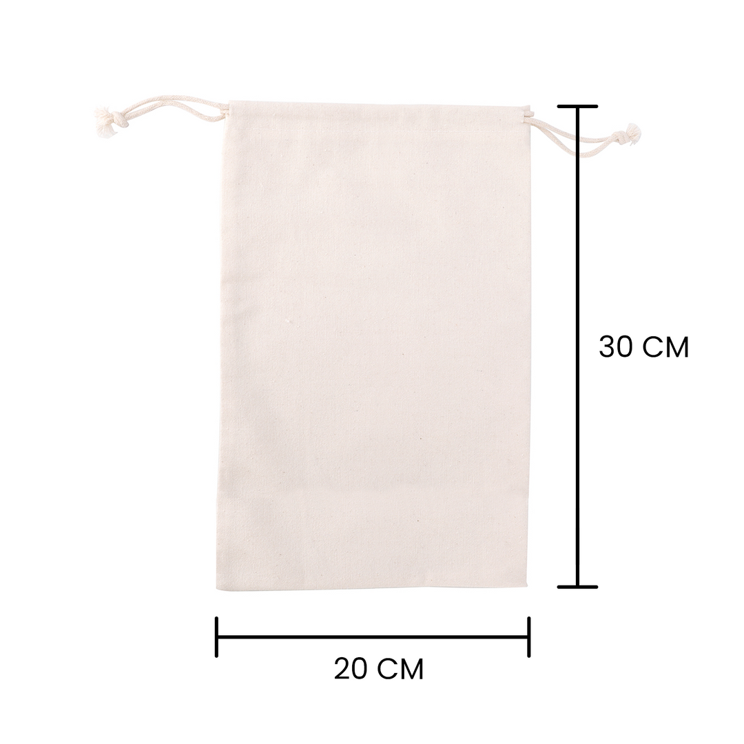 50pcs of 20cm x 30cm 10oz Canvas Calico Drawstring Storage Linen Gift Bags