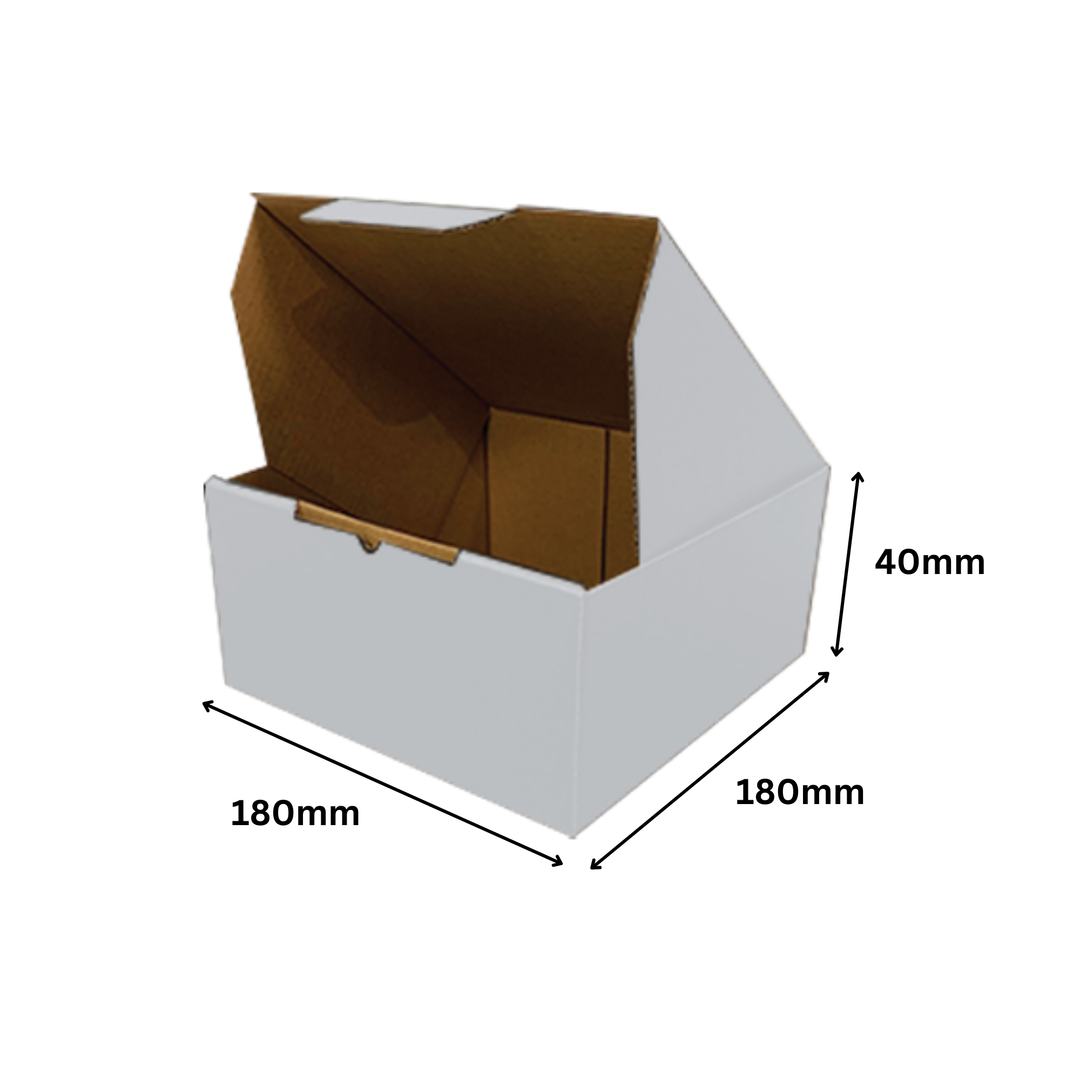 180 x 180 x 40mm Die Cut Mailing Shipping Packing Cardboard Boxes White