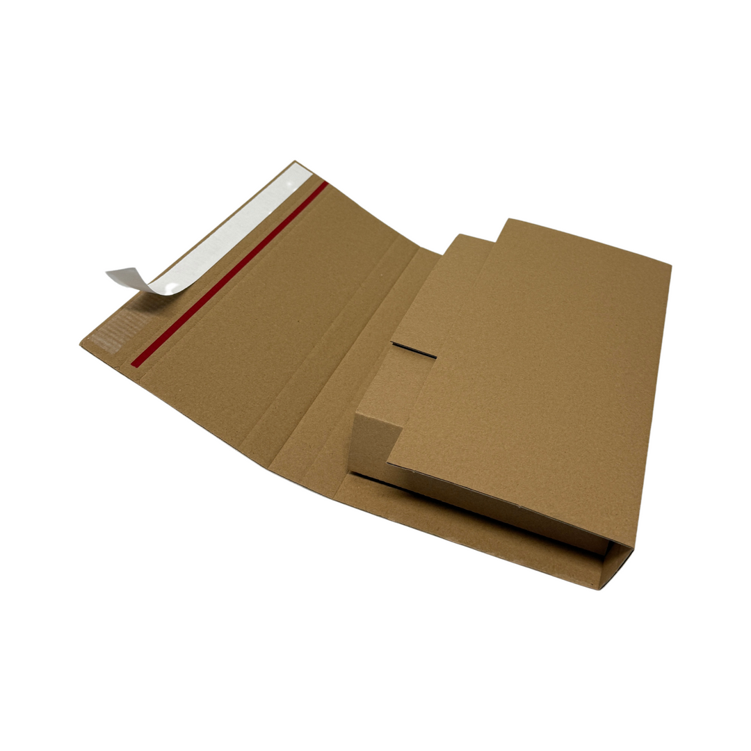 307 x 245 x 75mm Corrugated Book Wrap Mailer | Adjustable Depth, Peel & Seal, Recyclable