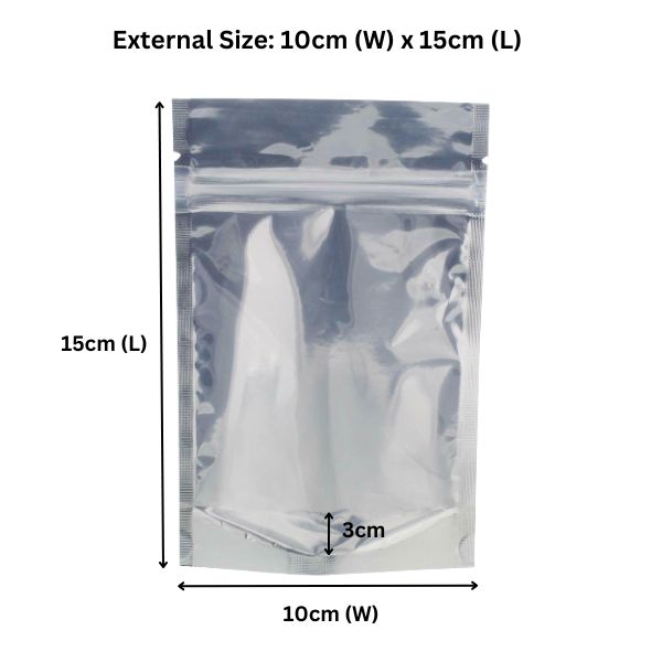 Wholesale 10,000pcs 100 x 150mm + 30mm Stand-Up Aluminium Foil Mylar Zip Lock Bags - Ideal for Food Storage, Packaging & More