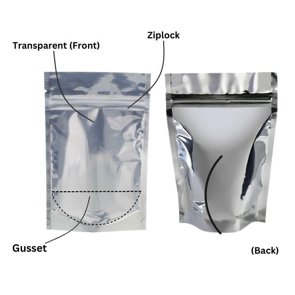 160 x 240mm + 40mm Stand Up Aluminium Foil Mylar Zip Lock Bags