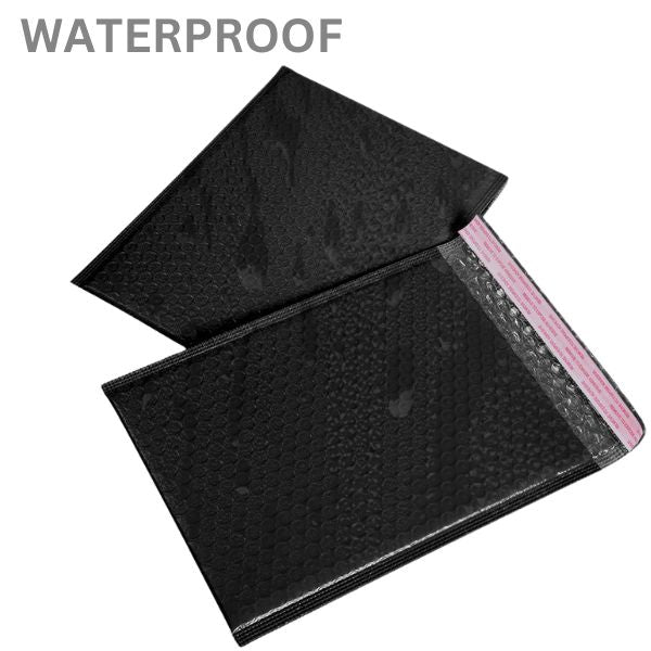 Black Cushioned Poly Bubble Mailer Envelopes with Self-Sealing Closure