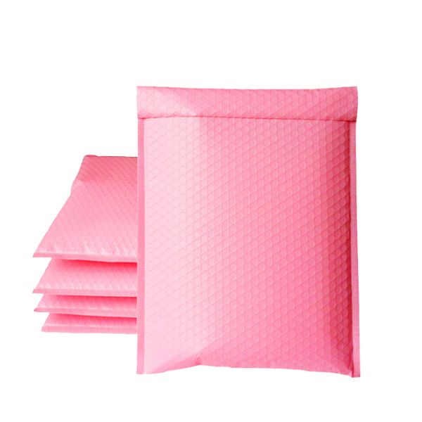 Pink Cushioned Poly Bubble Mailer Envelopes with Self-Sealing Closure