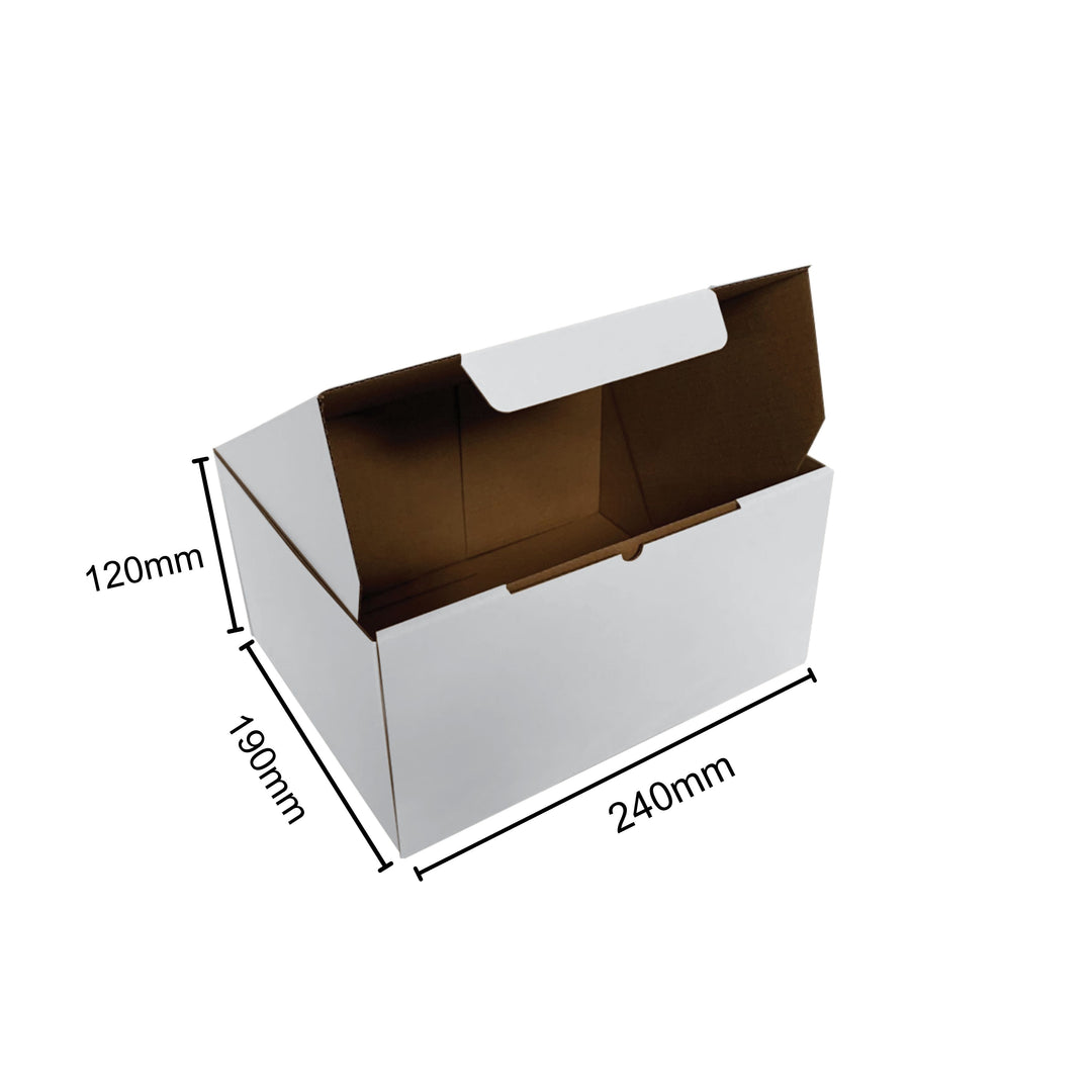 240 x 190 x 120mm Die Cut Mailing Shipping Packing Cardboard Boxes White