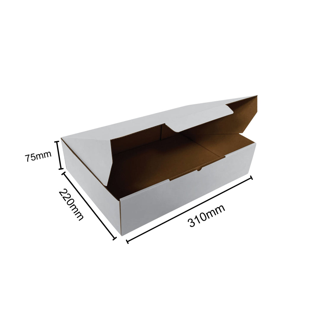 310x 220 x 75mm Die Cut Mailing Shipping Packing Cardboard Boxes White