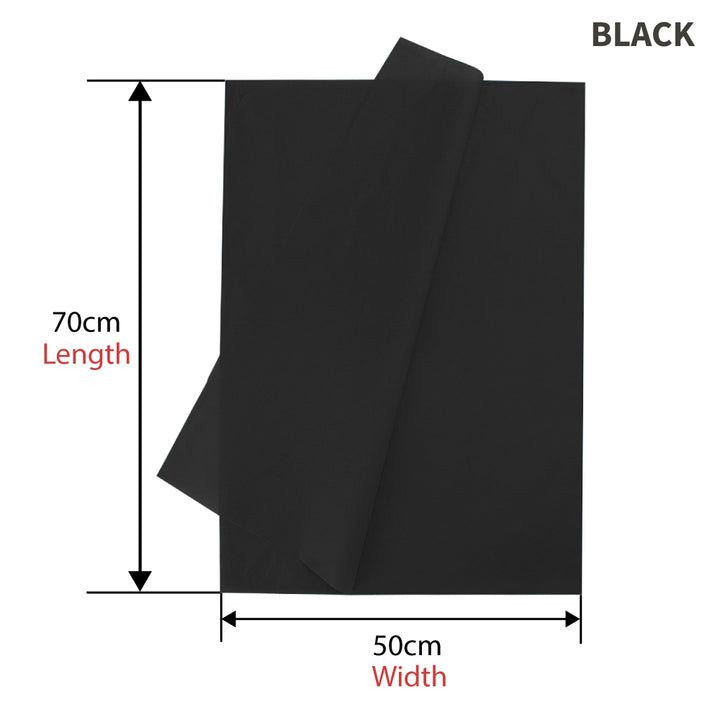 500pcs Black Gift Wrapping Tissue Packaging Paper - 50cm x 70cm, Recyclable & Eco-Friendly