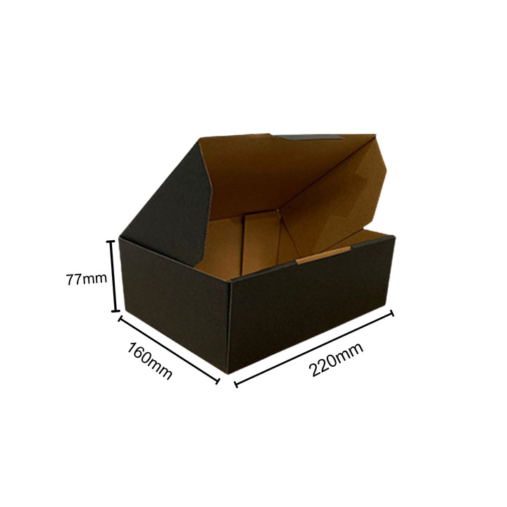 220 x 160 x 77mm Die Cut Mailing Shipping Packing Cardboard Boxes Black- Medium Sized Best Cardboard Shop Brisbane