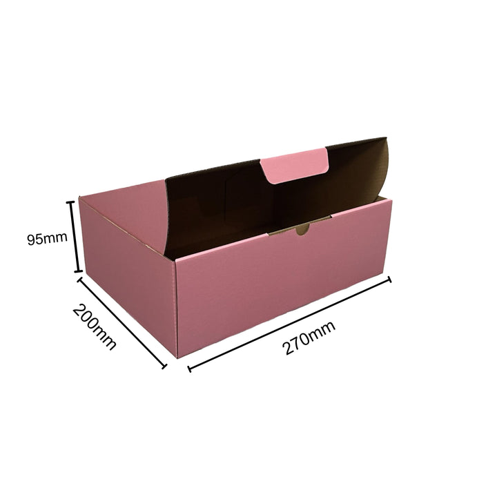 270 x 200 x 95mm Die Cut Mailing Shipping Packing Cardboard Boxes Pink