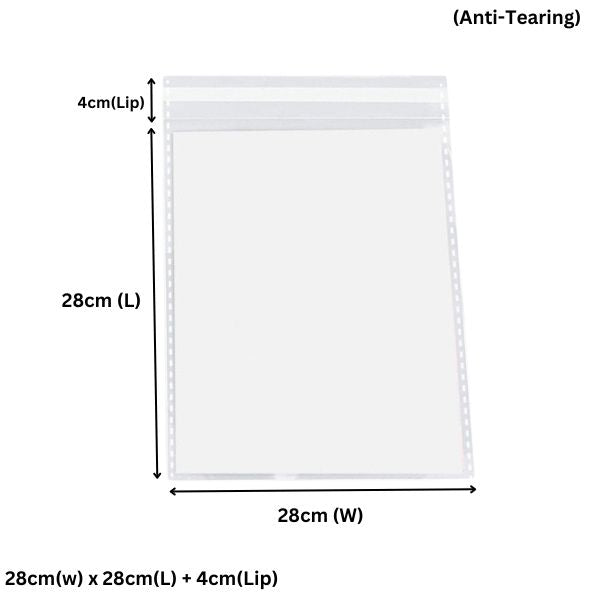 280 x 280mm + 40mm OPP Cellophane Resealable Plastic Bags