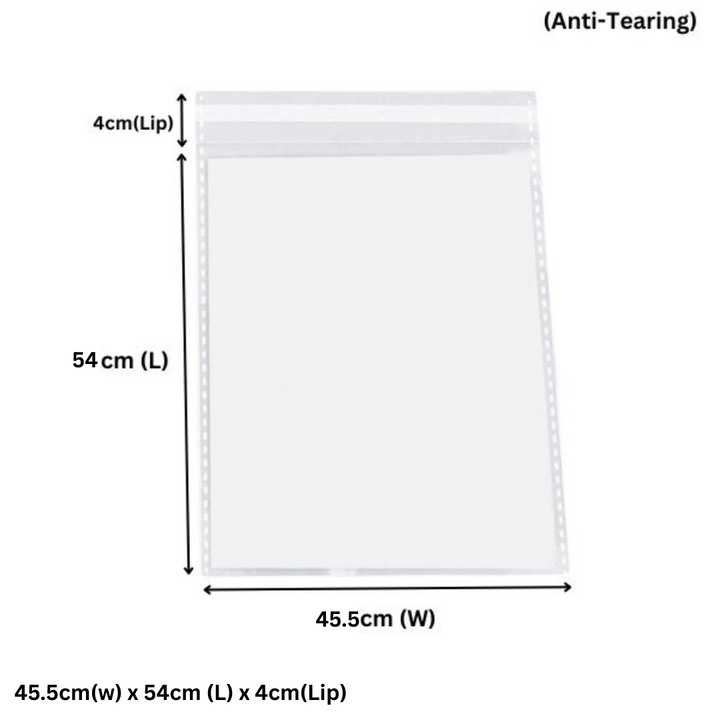 Wholesale Pack of 5,000 - 455 x 540mm + 40mm Lip OPP Resealable Plastic Bags – Crystal Clear & Food-Safe