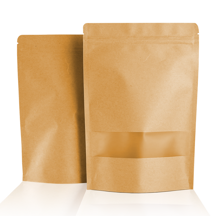 Wholesale 10,000pcs 100 x 150mm + 30mm Resealable Zip Lock Stand Up Kraft Paper Bags