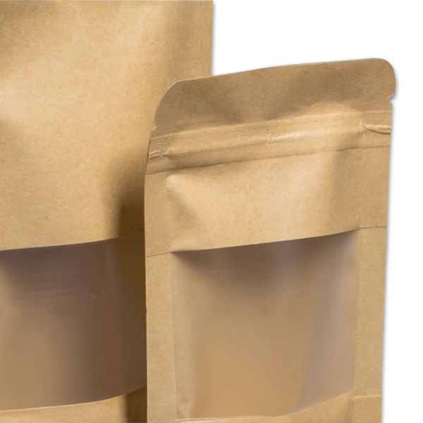 200 x 300mm + 50mm Resealable Zip Lock Stand Up Kraft Paper Bag