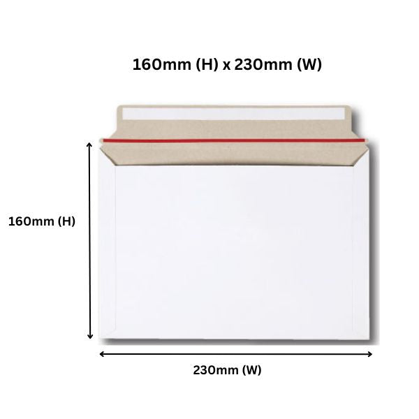 160 x 230mm Card Mailer Envelope - 300gsm Durable White Tough Bag