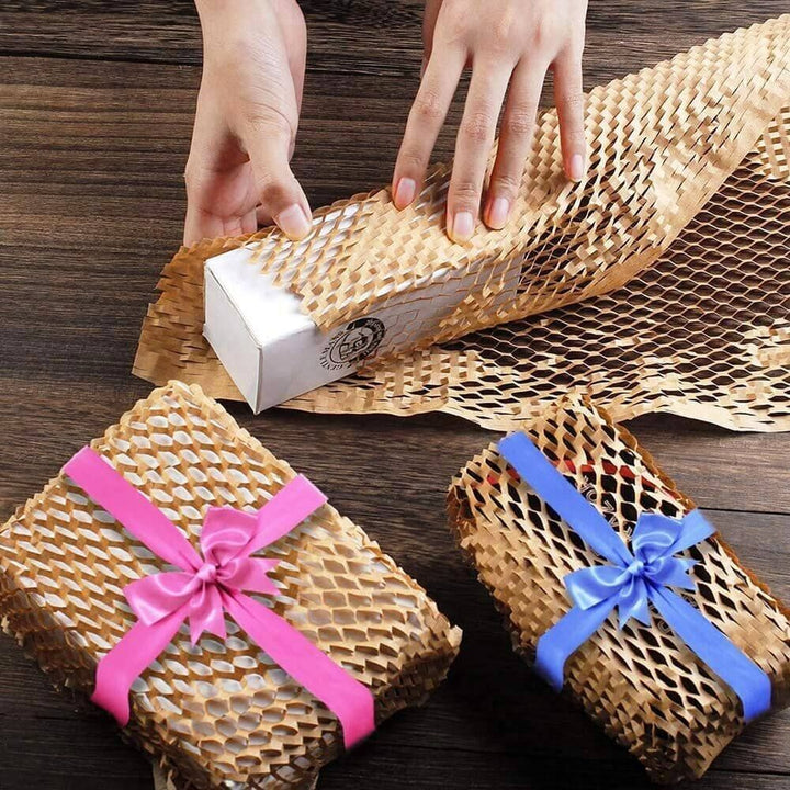 300mm x 50m Honeycomb Wrap Brown Kraft Paper Roll - Eco-Friendly Protective Cushioning