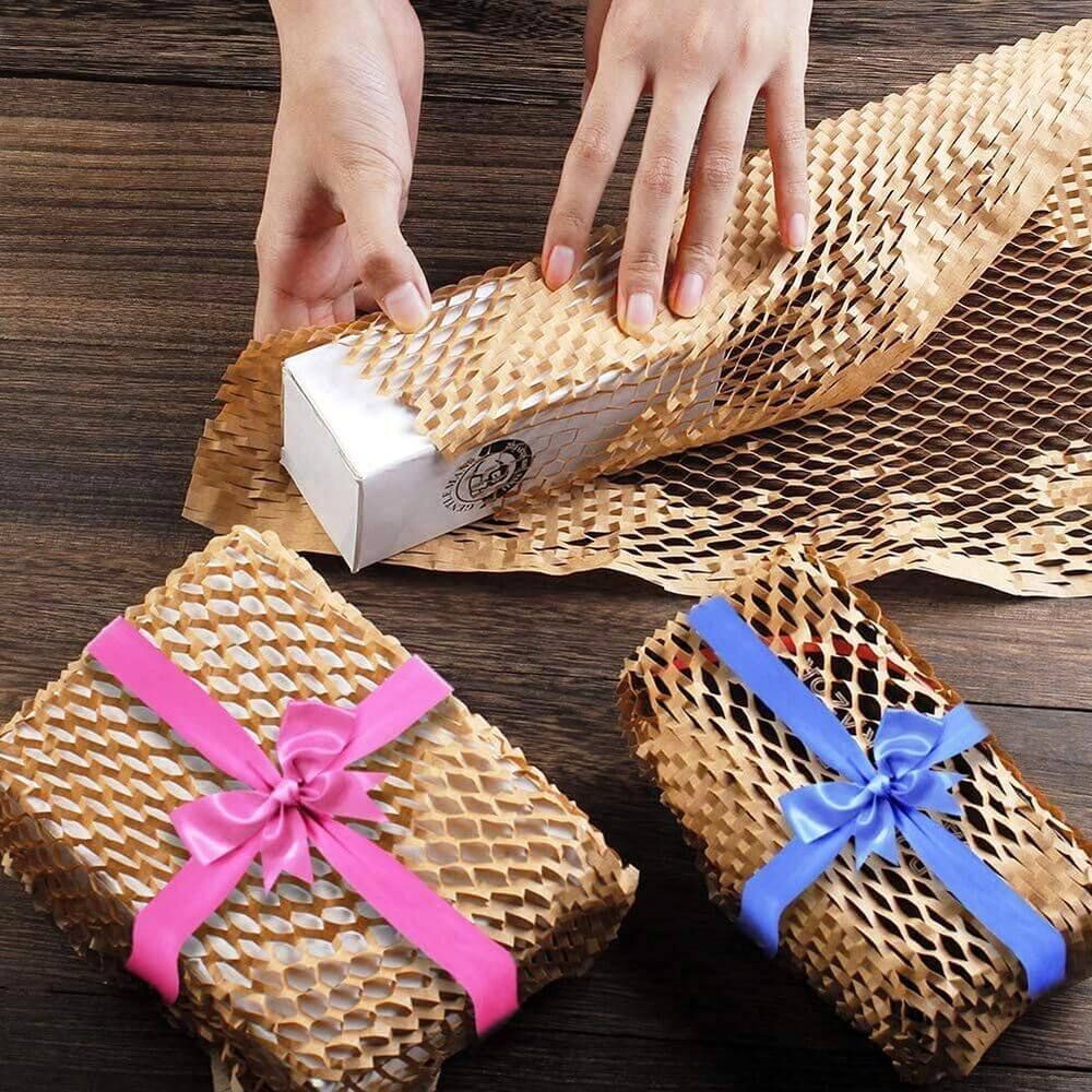 380mm x 30m Honeycomb Wrap Brown Kraft Paper Roll - Eco-Friendly Protective Cushioning