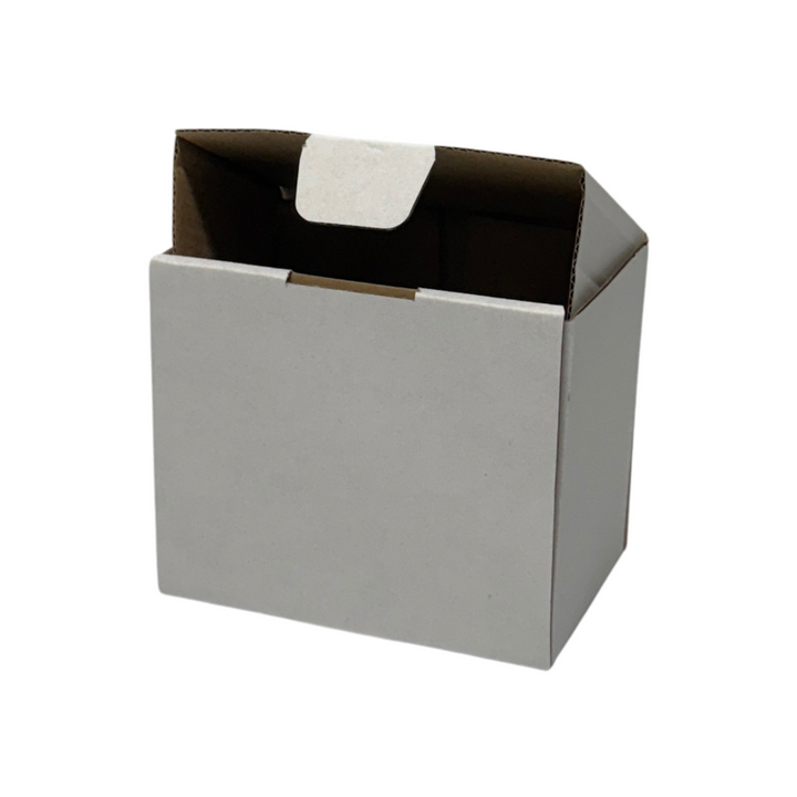 115 x 80 x 100mm White Corrugated Die Cut Mailing Box | Self-Locking, Flat-Pack, Eco-Friendly