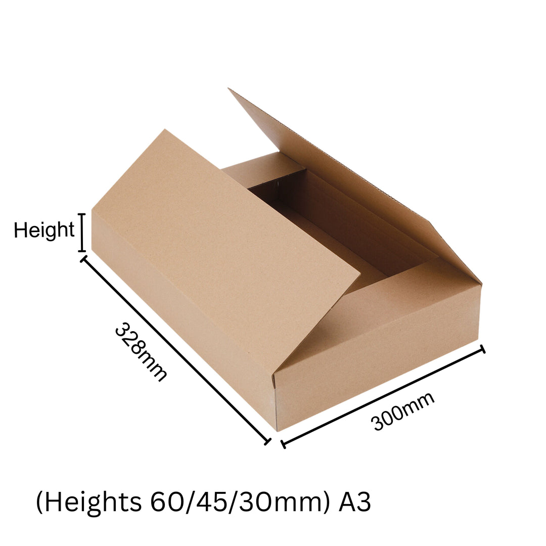 Kraft Box Multi Crease 425x300mm (Heights 60/45/30mm) - Big Size Kraft Big Box- Kraft Boxes Australia Kraft Boxes