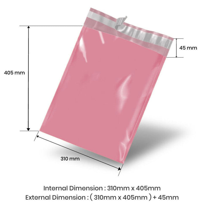 310mm x 405mm + 45mm Poly Mailing Courier Satchel Light Pink