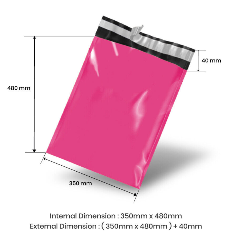 350mm x 480mm + 40mm Poly Mailing Courier Satchel Pink