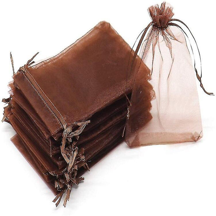 Coffee Organza Sheer Gift Bags | Perfect for Jewelry, Wedding, and Candy Packaging