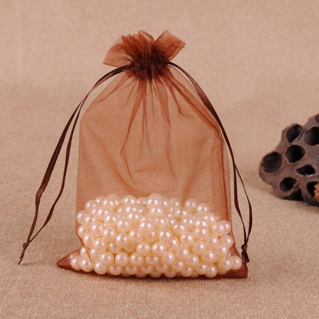 Coffee Organza Sheer Gift Bags | Perfect for Jewelry, Wedding, and Candy Packaging