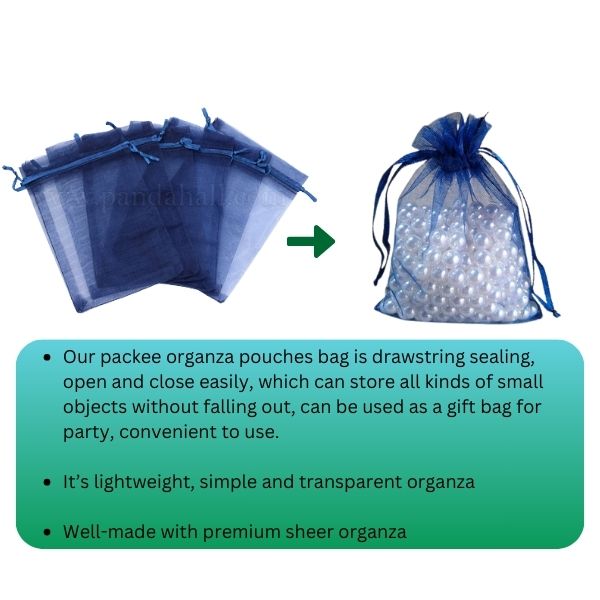 Dark Blue Organza Sheer Gift Bags: Stylish Packaging for Jewelry and Wedding Favors