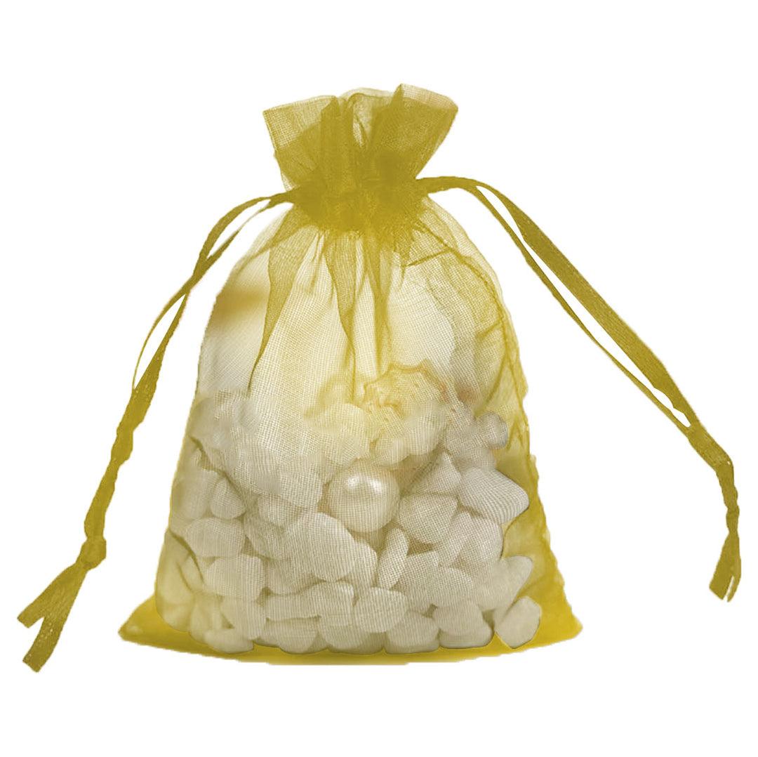 Yellow Organza Sheer Gift Bags | Stylish Packaging for Jewelry & Wedding Favors