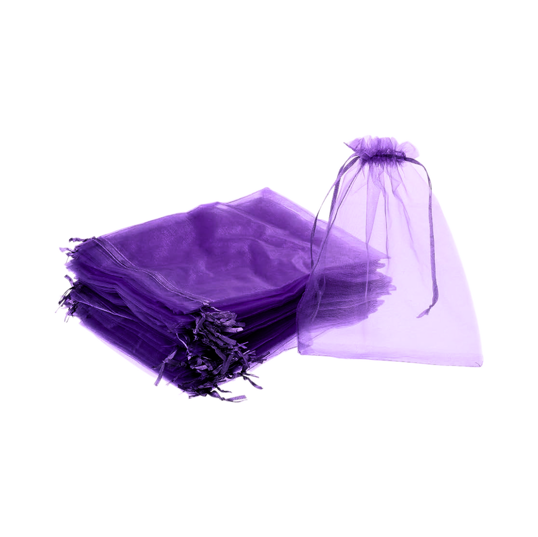 Dark Purple Organza Sheer Gift Bags | Perfect for Jewelry, Wedding, and Candy Packaging