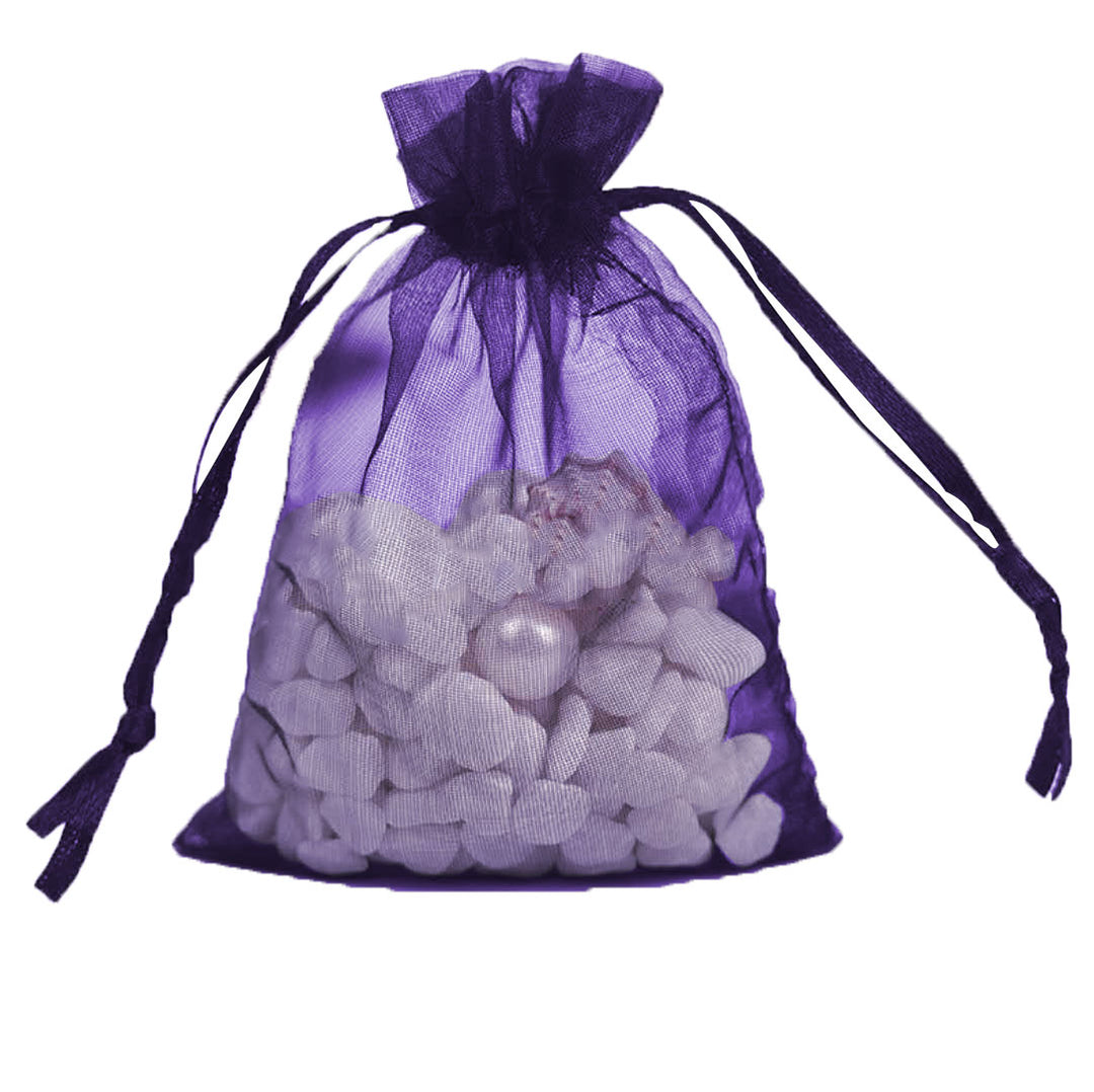 Dark Purple Organza Sheer Gift Bags | Perfect for Jewelry, Wedding, and Candy Packaging