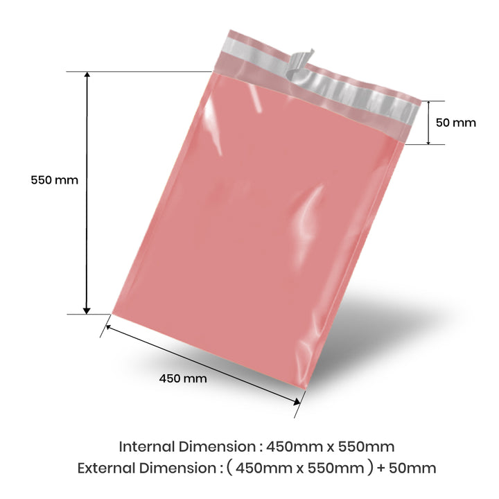 Wholesale 5,000pcs 450mm x 550mm + 50mm Poly Mailing Courier Satchels - Light Pink