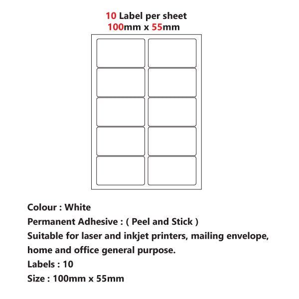 Versatile A4 Self-Adhesive Pre-Cut Labels: Available in 2, 4, 6, 8, 10, 15, 21, and 65 Labels Per Sheet