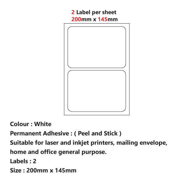 Versatile A4 Self-Adhesive Pre-Cut Labels: Available in 2, 4, 6, 8, 10, 15, 21, and 65 Labels Per Sheet