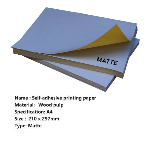 A4 White Matte Self-Adhesive Sticker Paper: Compatible with Laser & Inkjet Printers