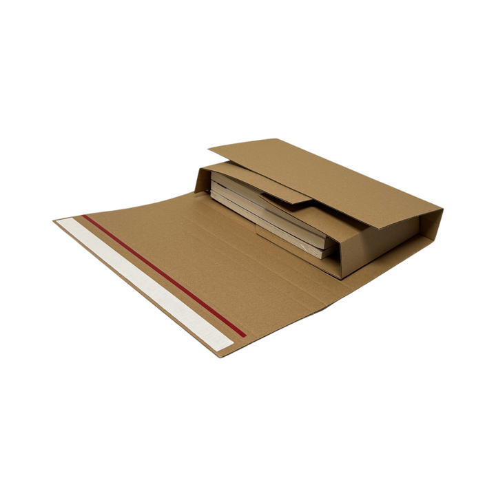 Wholesale Pack 1000pcs - 270 x 190 x 80mm Corrugated Book Wrap Mailers Peel & Seal, Adjustable, Recyclable