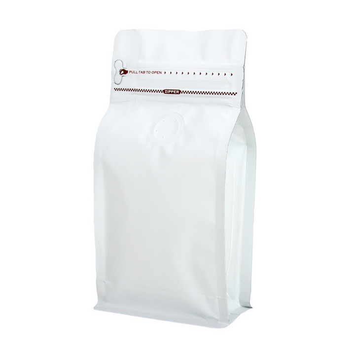 135 x 260 + 75mm White Coffee Ziplock Bag – Airtight, Stylish, and Durable Coffee Storage