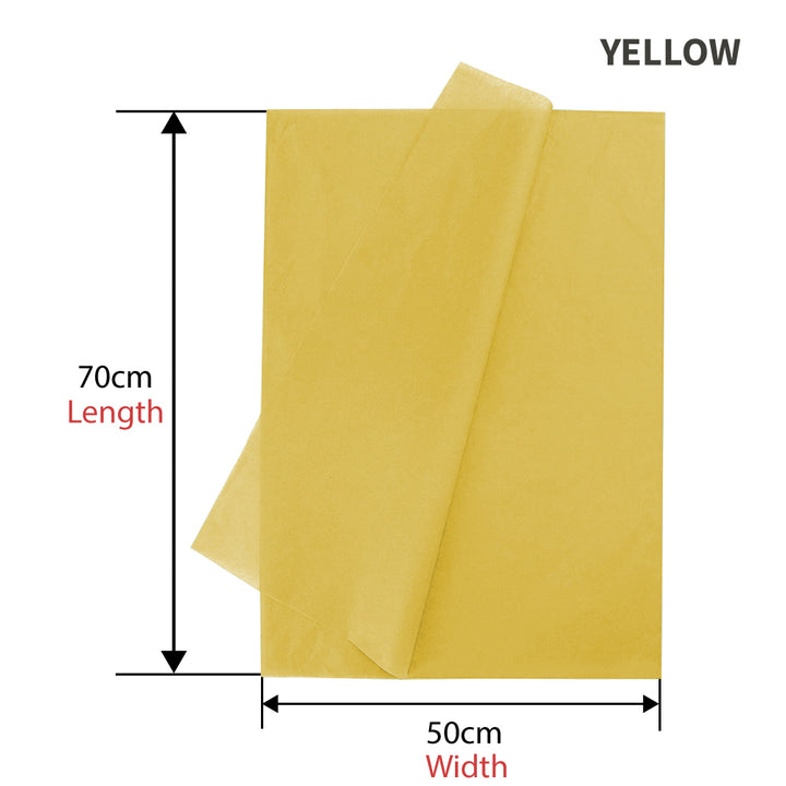 500pcs Yellow Gift Wrapping Tissue Packaging Paper - 50cm x 70cm, Recyclable & Eco-Friendly